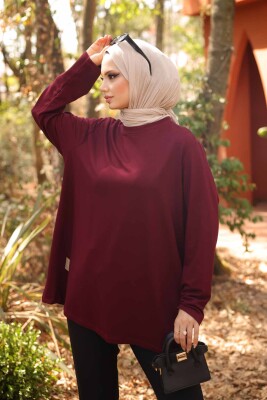 Bordo Tek Renk Basıc Tunik Battal 85 CM - 5