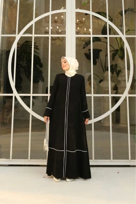 FERACE BEYAZ BİYELİ ABAYA 2413 BDN.38-54 - 3