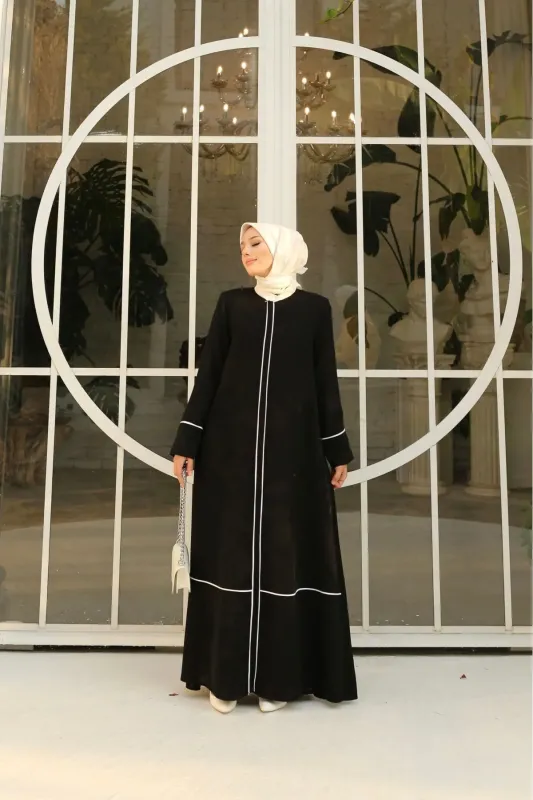 FERACE BEYAZ BİYELİ ABAYA 2413 BDN.38-54 - 3