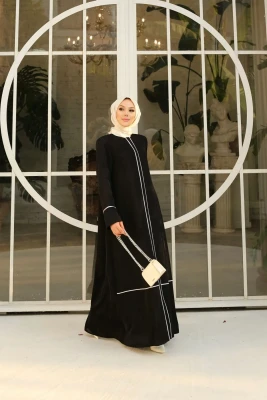 FERACE BEYAZ BİYELİ ABAYA 2413 BDN.38-54 - 6