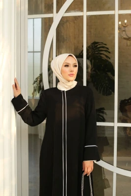 FERACE BEYAZ BİYELİ ABAYA 2413 BDN.38-54 - 7