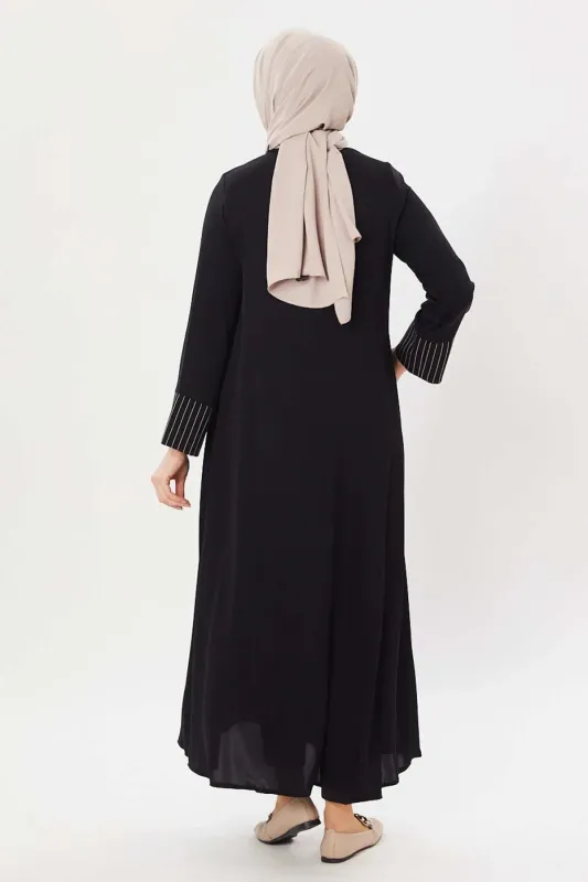 Yazlık Ferace Boydan Çizgili Abaya - 5